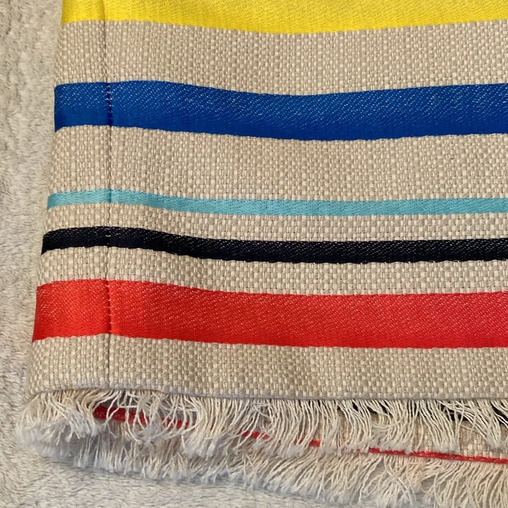 J Crew colorful blue yellow deep pink beige stripes pencil skirt NWT Sz 8P